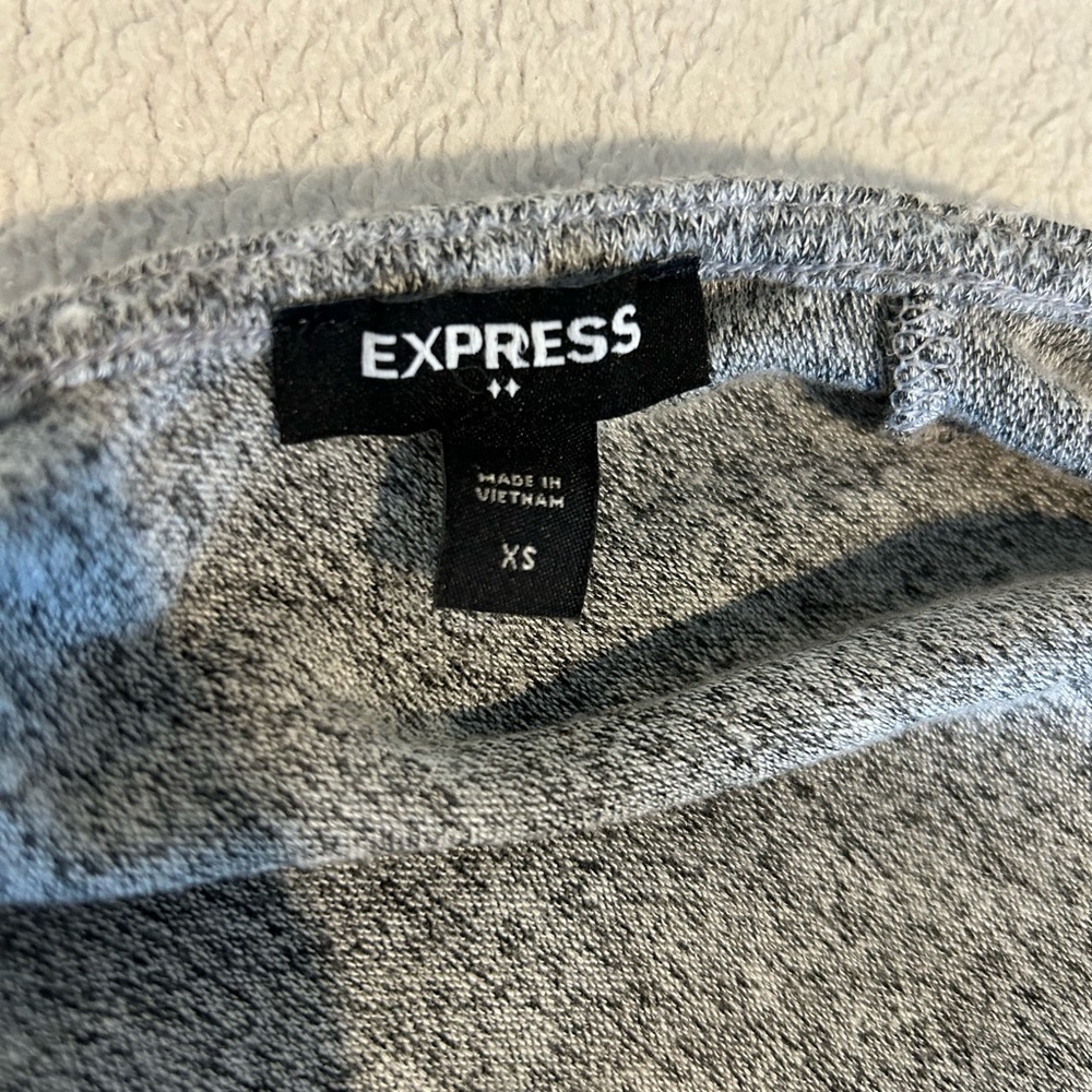 Express Gray Faux Wrap Top XS Long Sleeve Surplice Soft Knit Blouse - Picture 3 of 6